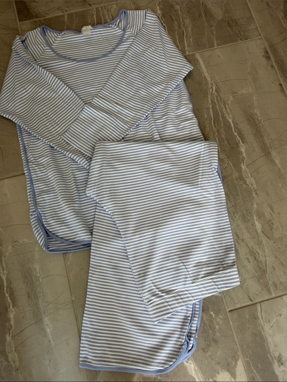 LAKE Long Sleeve Blue & White Stripe Pajama Set. Medium - Picture 4 of 4